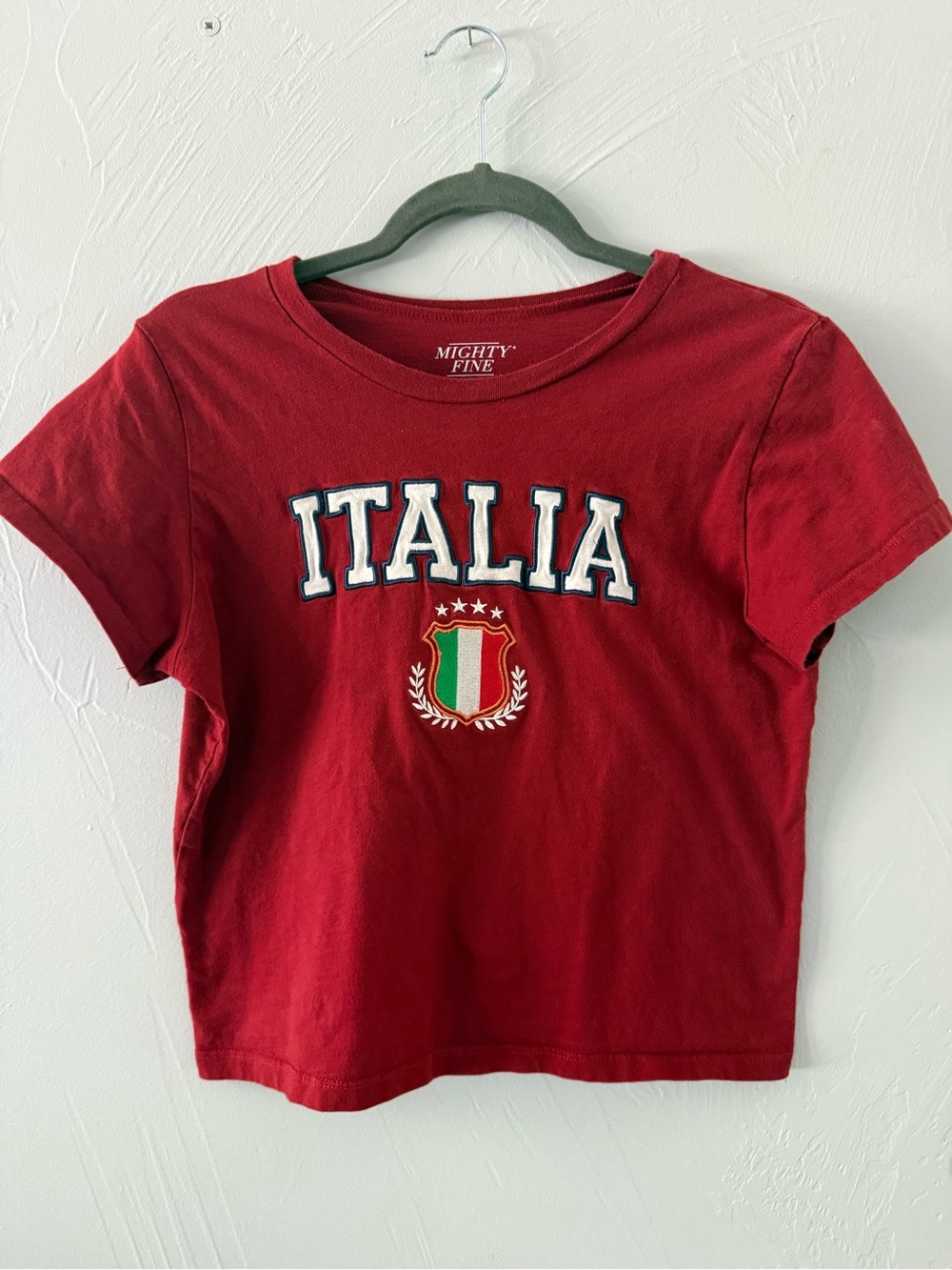 Mighty Fine Italia 14 Graphic Tee Medium Red Soccer Italy Flag T-Shirt